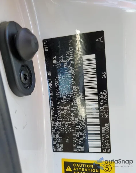 2010 Lexus Rx 350 z USA, uszkodzony, nr VIN 2T2ZK1BA5AC022494